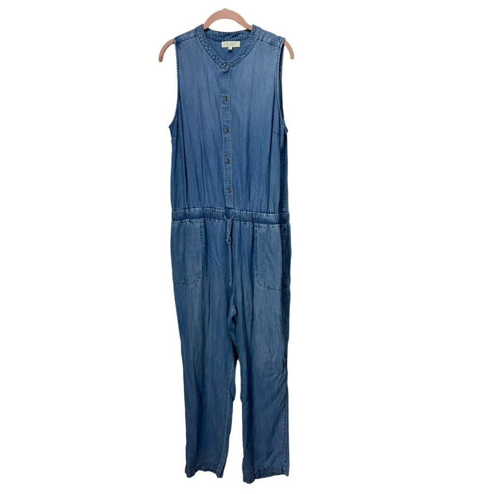 Side Stitch Denim Sleeveless Jumpsuit Romper Size Medium